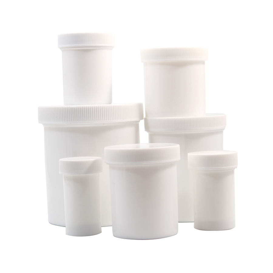 50cc White Plastic Ointment Jar